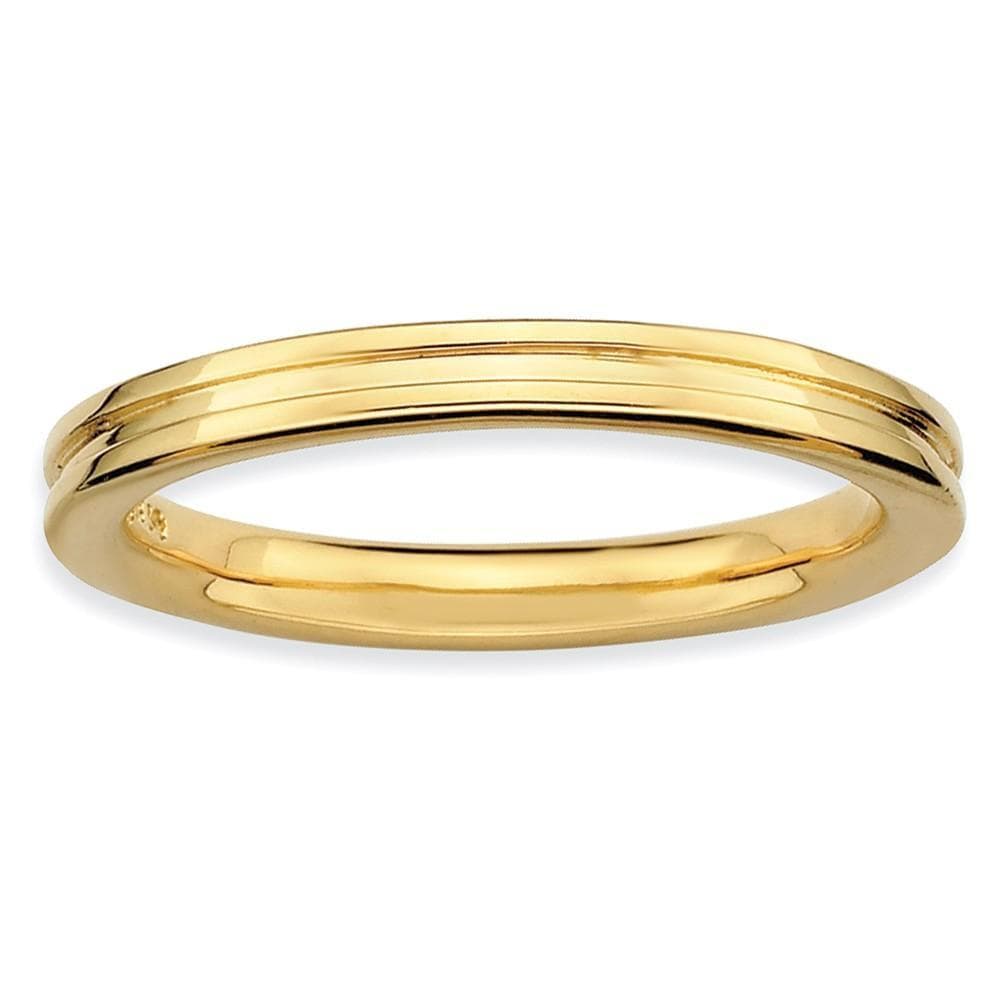 Stackable Expressions Ring Sterling Silver Gold-Plated Grooved Ring