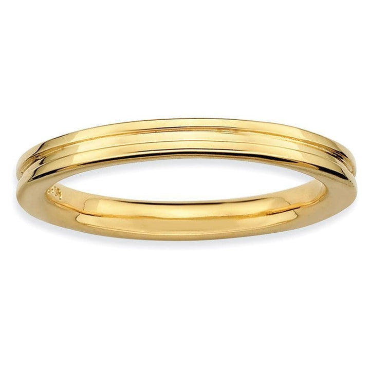 Stackable Expressions Ring Sterling Silver Gold-Plated Grooved Ring