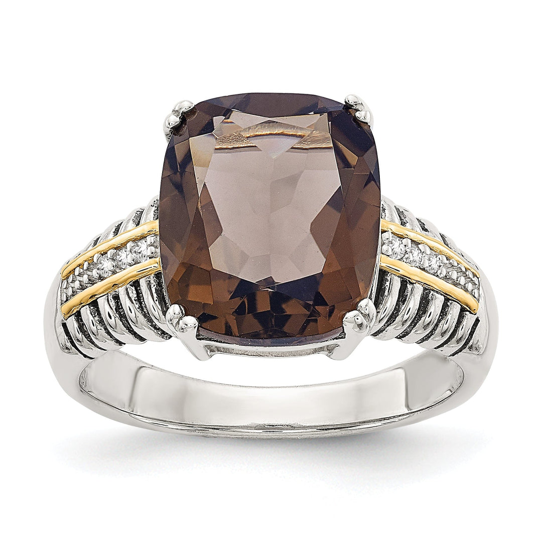 Shey Couture Ring Sterling Silver Gold Quartz Diamond Ring