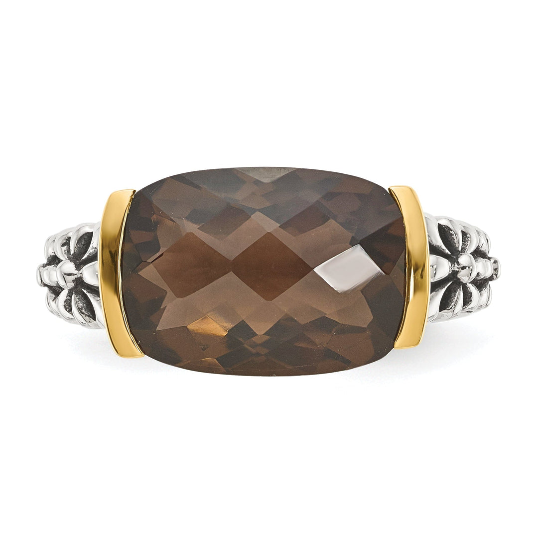 Shey Couture Ring Sterling Silver Gold Smokey Quartz Ring