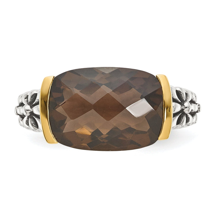 Shey Couture Ring Sterling Silver Gold Smokey Quartz Ring