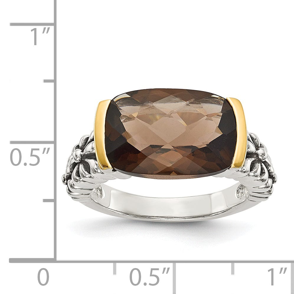 Shey Couture Ring Sterling Silver Gold Smokey Quartz Ring