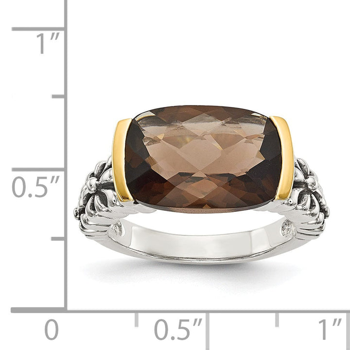 Shey Couture Ring Sterling Silver Gold Smokey Quartz Ring
