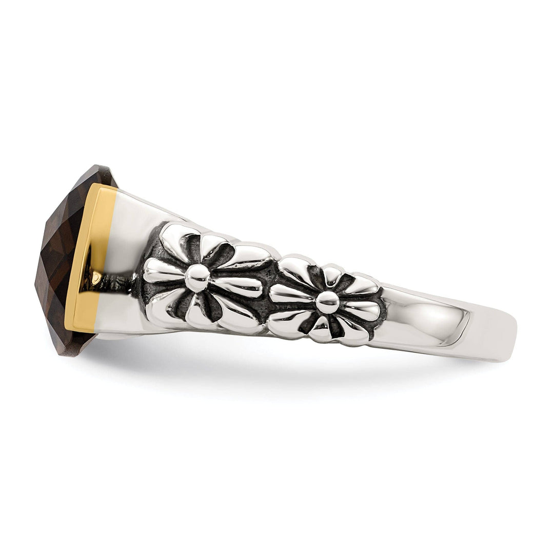 Shey Couture Ring Sterling Silver Gold Smokey Quartz Ring