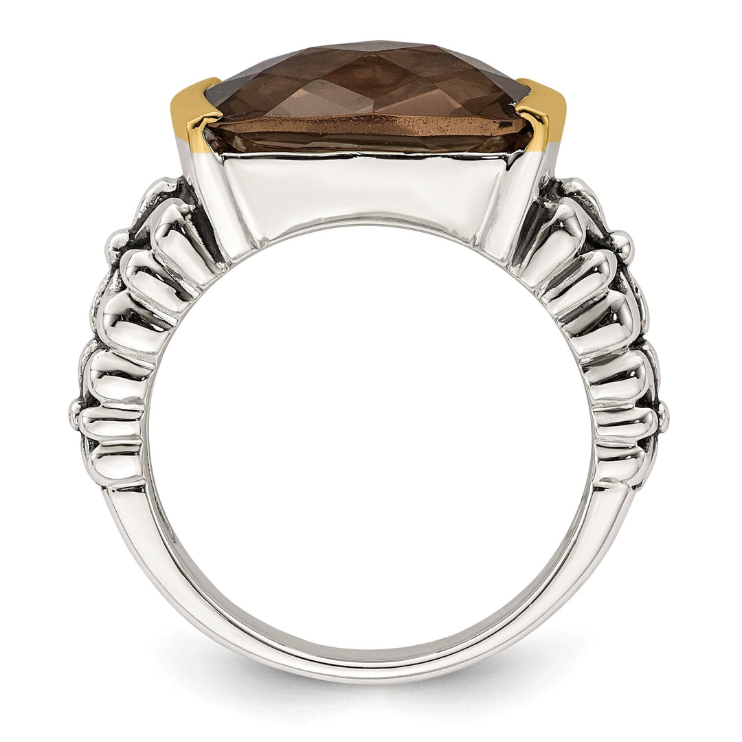Shey Couture Ring Sterling Silver Gold Smokey Quartz Ring