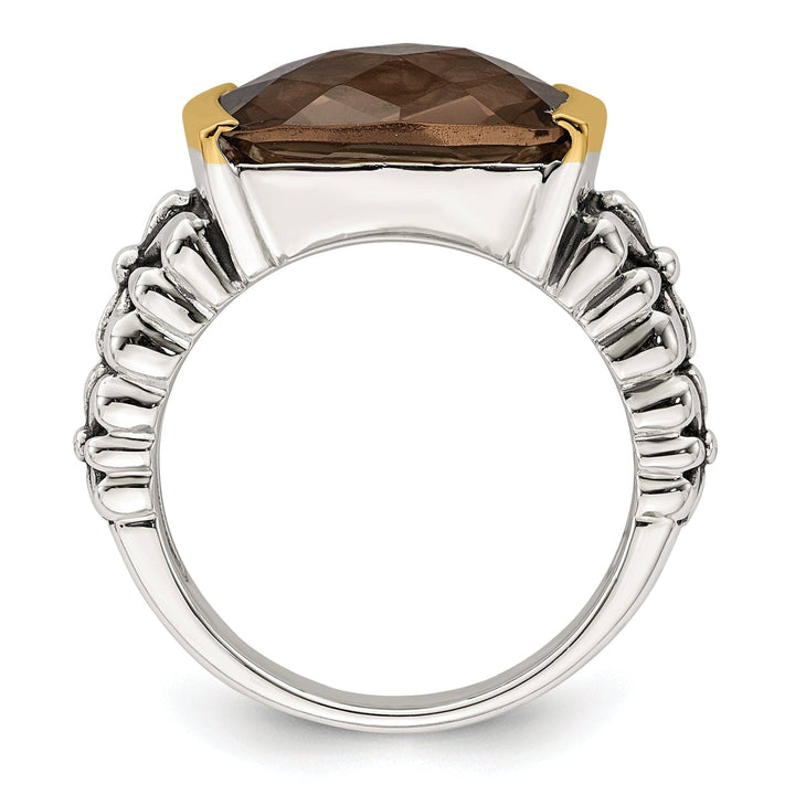 Shey Couture Ring Sterling Silver Gold Smokey Quartz Ring