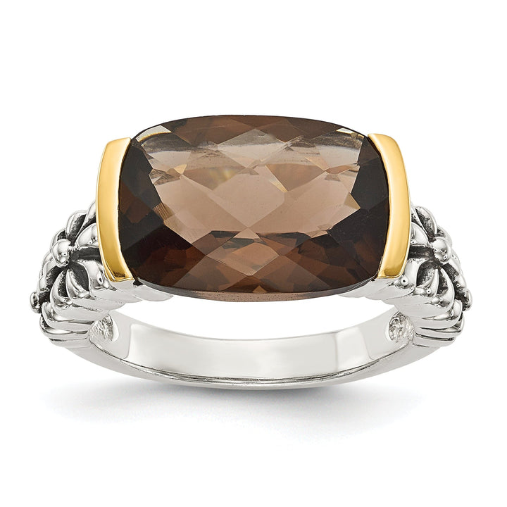 Shey Couture Ring Sterling Silver Gold Smokey Quartz Ring