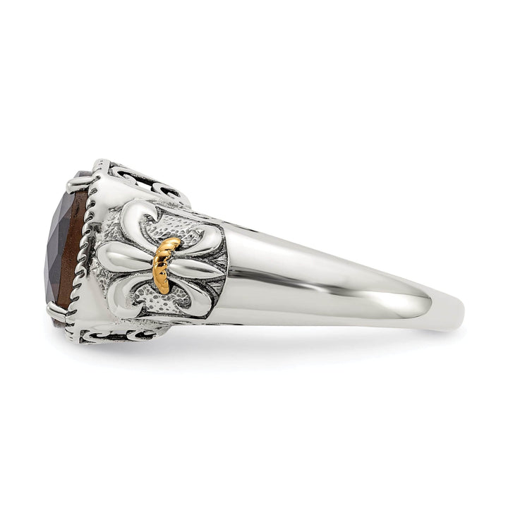 Shey Couture Ring Sterling Silver Gold Smokey Quartz Ring