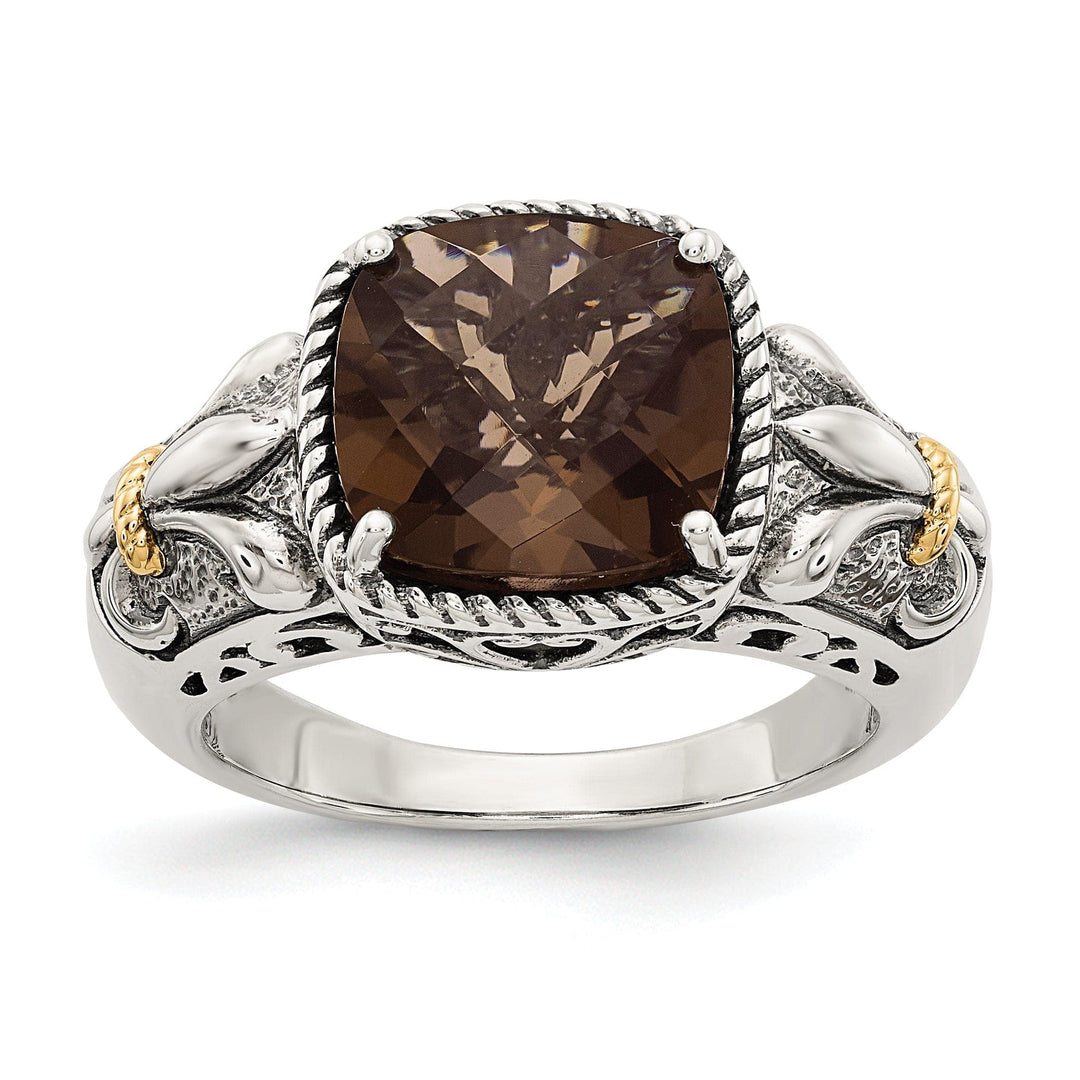 Shey Couture Ring Sterling Silver Gold Smokey Quartz Ring