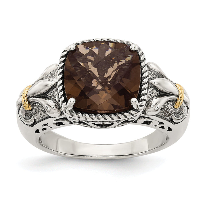 Shey Couture Ring Sterling Silver Gold Smokey Quartz Ring