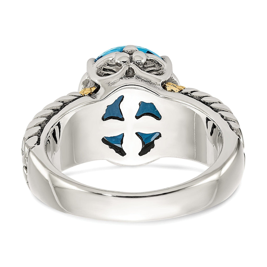 Shey Couture Ring Sterling Silver Gold Swiss Blue Topaz Ring