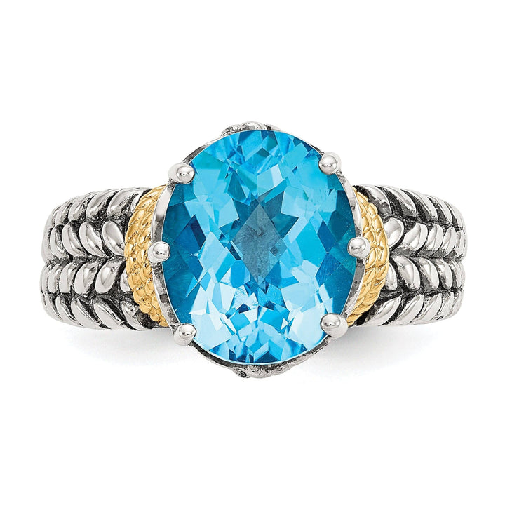 Shey Couture Ring Sterling Silver Gold Swiss Blue Topaz Ring