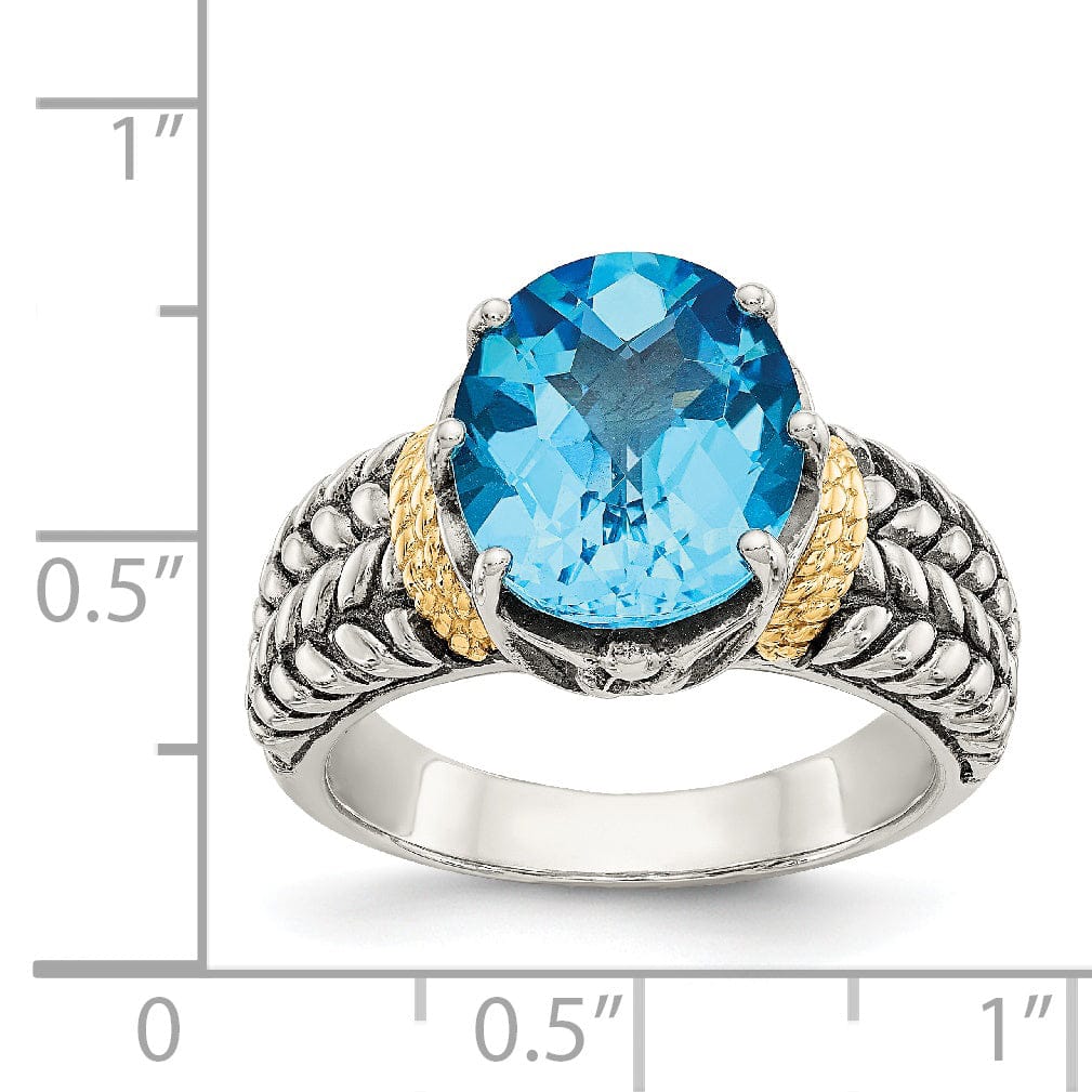 Shey Couture Ring Sterling Silver Gold Swiss Blue Topaz Ring