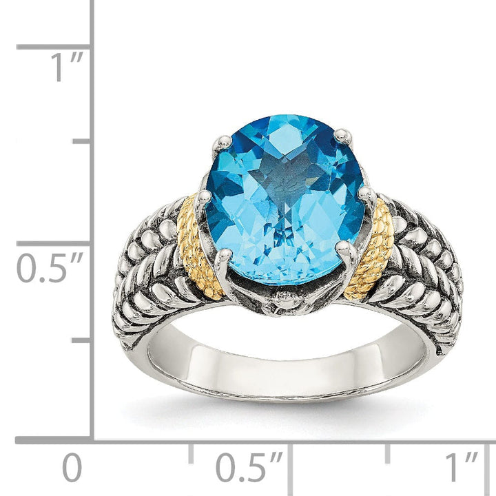 Shey Couture Ring Sterling Silver Gold Swiss Blue Topaz Ring
