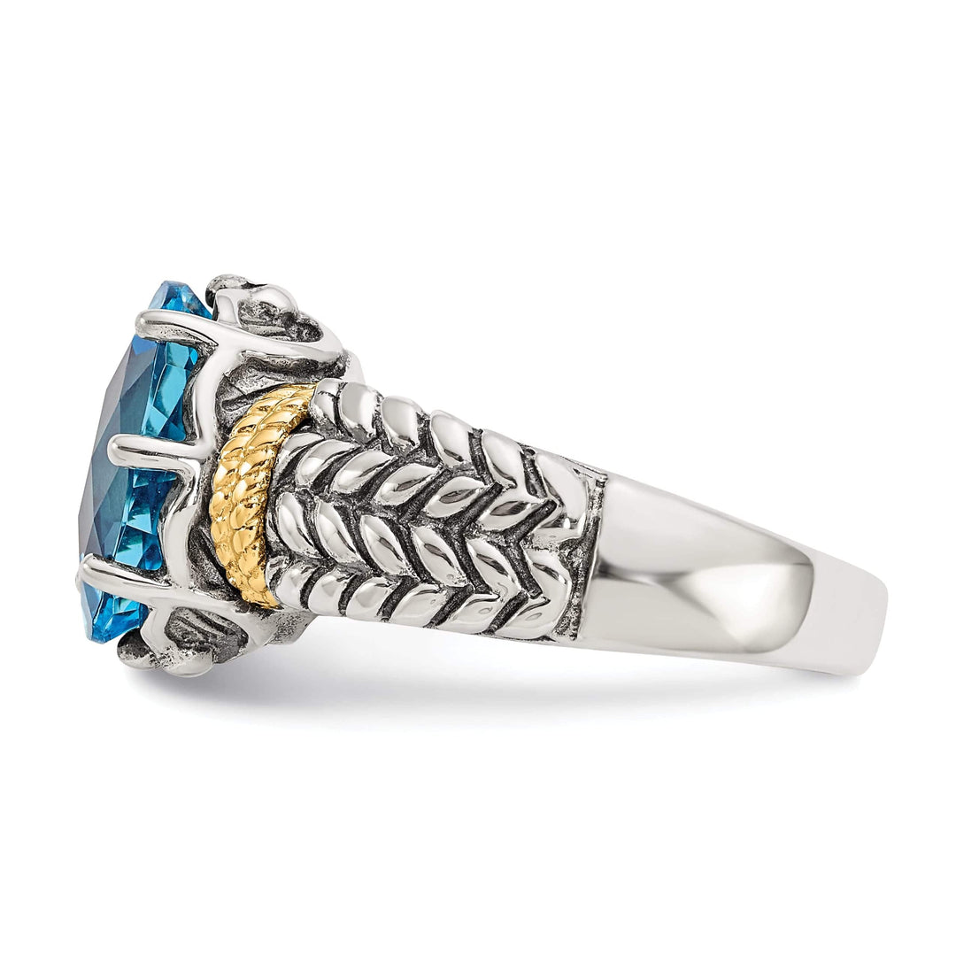 Shey Couture Ring Sterling Silver Gold Swiss Blue Topaz Ring