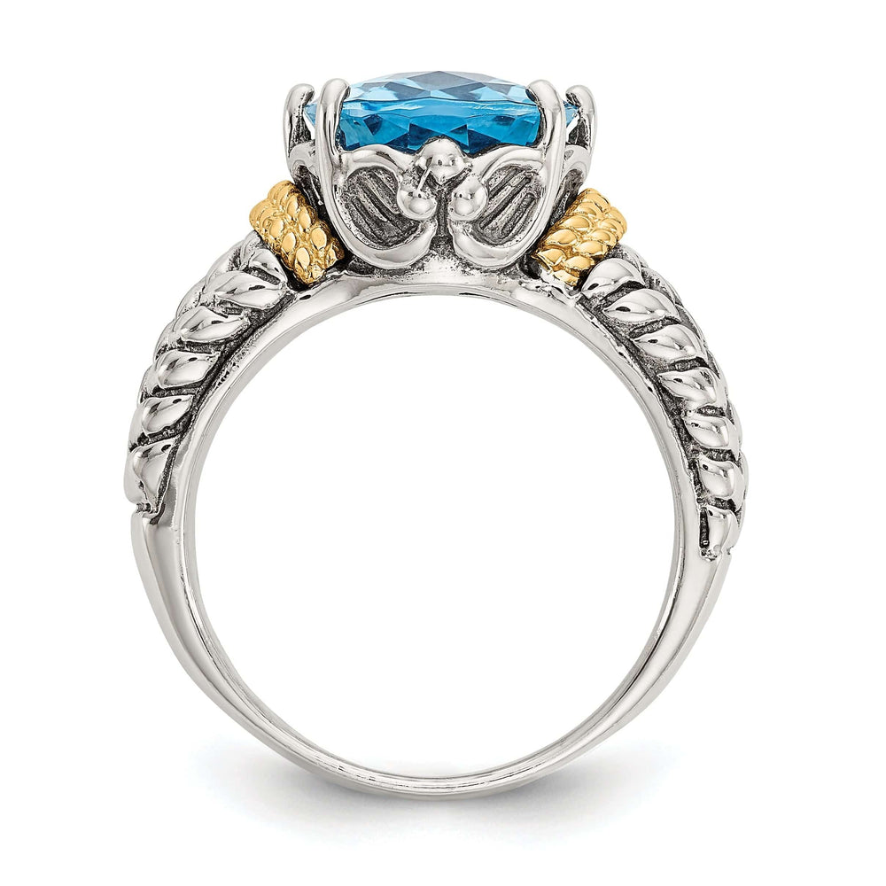 Shey Couture Ring Sterling Silver Gold Swiss Blue Topaz Ring
