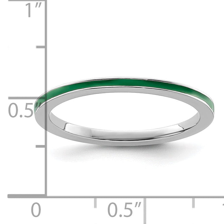 Stackable Expressions Ring Sterling Silver Green Enameled 1.5MM Ring