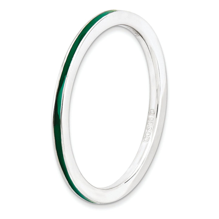 Stackable Expressions Ring Sterling Silver Green Enameled 1.5MM Ring