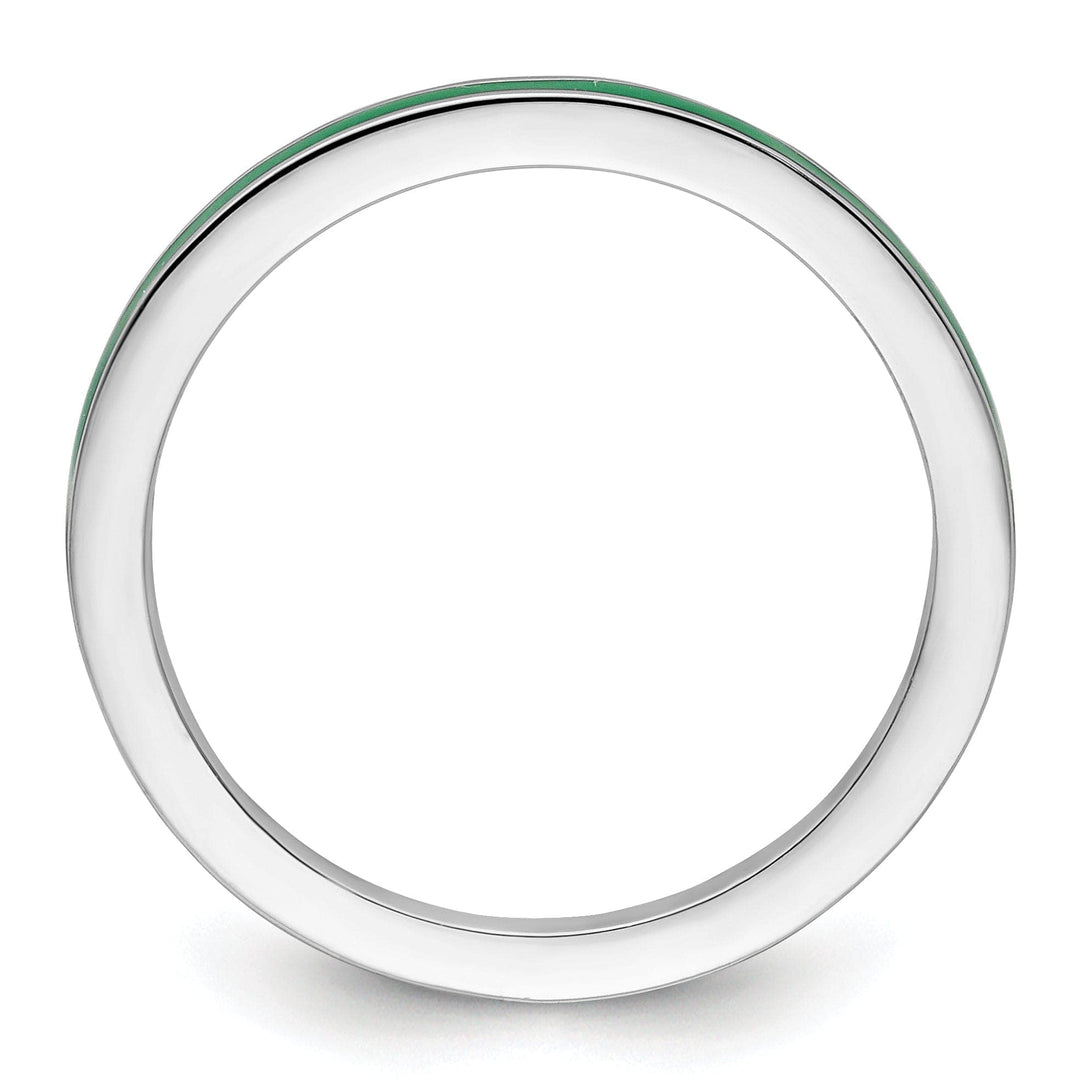 Stackable Expressions Ring Sterling Silver Green Enameled 1.5MM Ring