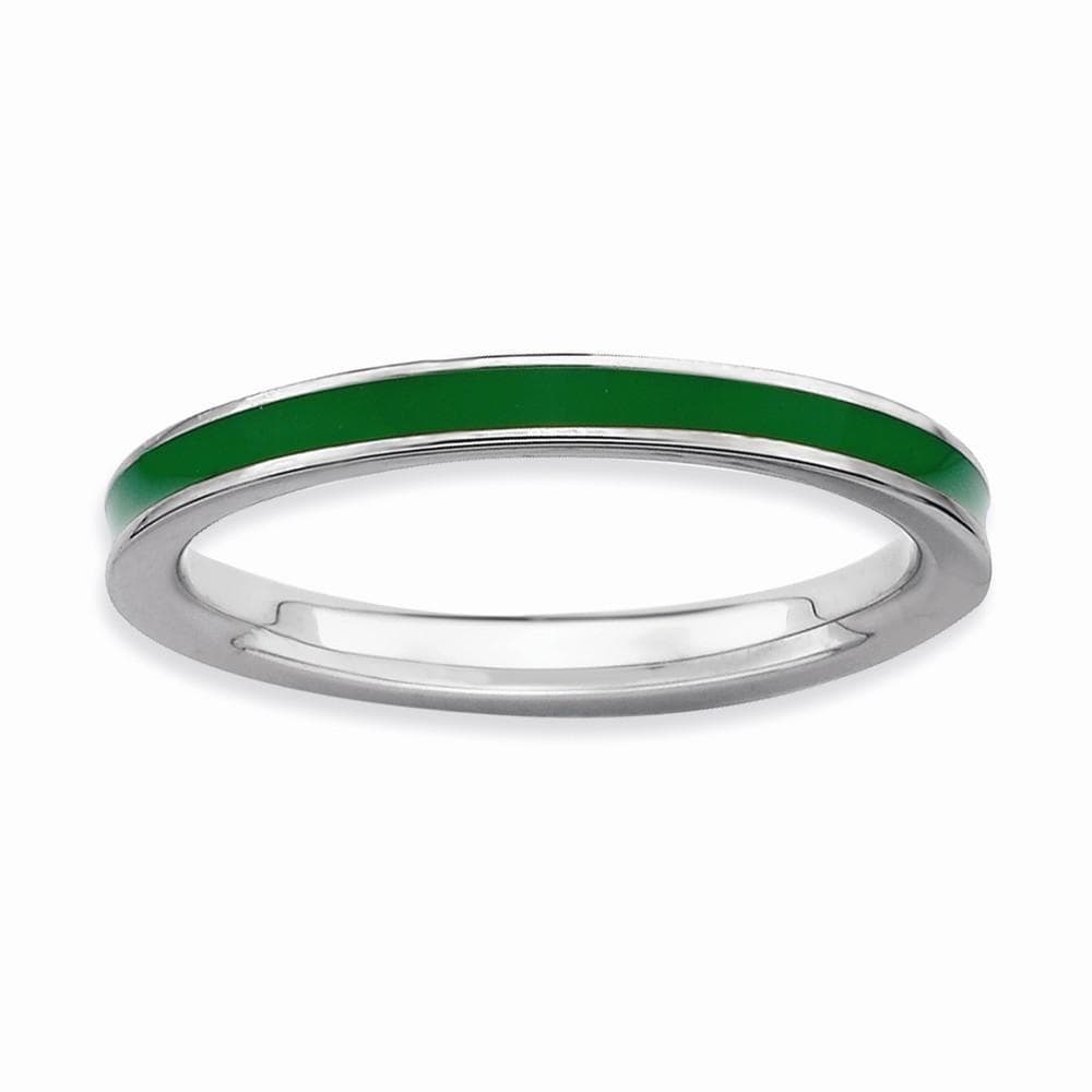Stackable Expressions Ring Sterling Silver Green Enameled 2.25MM Ring
