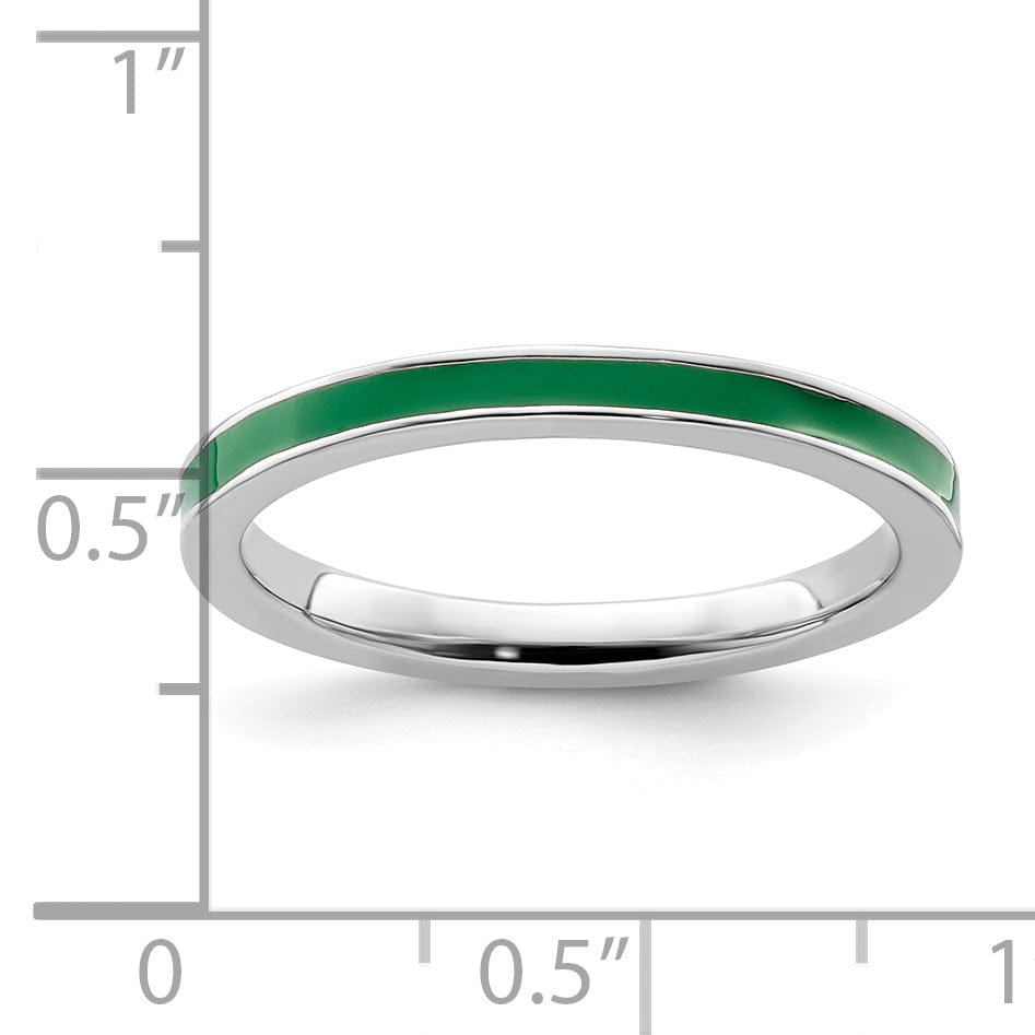 Stackable Expressions Ring Sterling Silver Green Enameled 2.25MM Ring