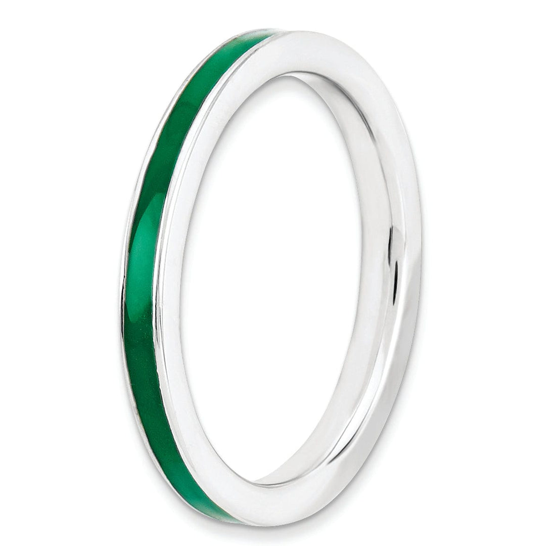 Stackable Expressions Ring Sterling Silver Green Enameled 2.25MM Ring