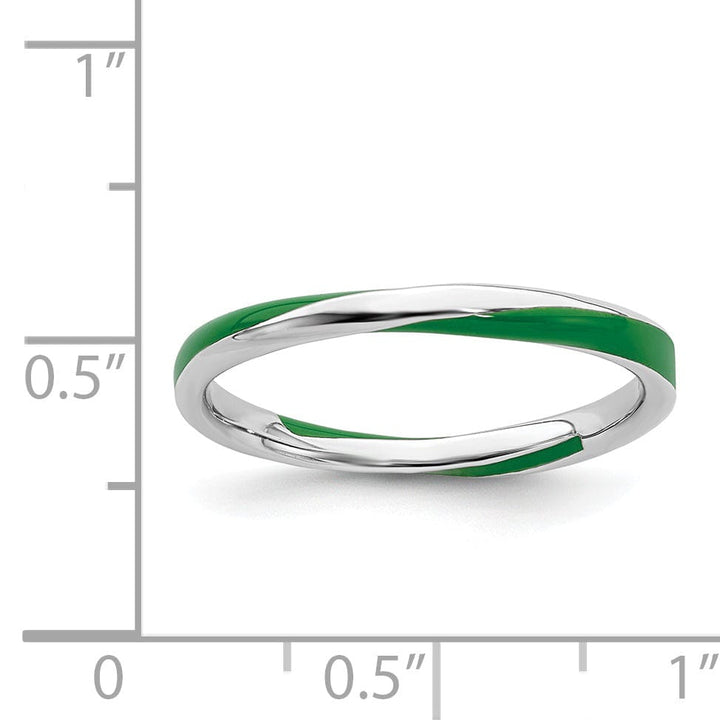 Stackable Expressions Ring Sterling Silver Green Enameled Stackable Ring