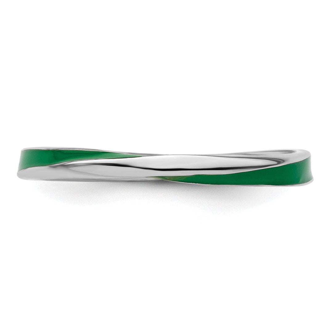 Stackable Expressions Ring Sterling Silver Green Enameled Stackable Ring