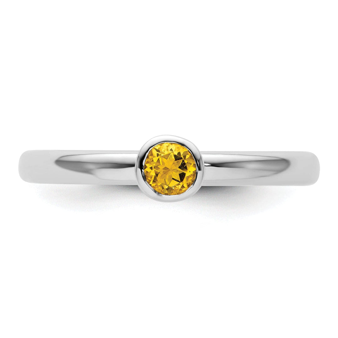 Stackable Expressions Ring Sterling Silver High 4MM Round Citrine Ring