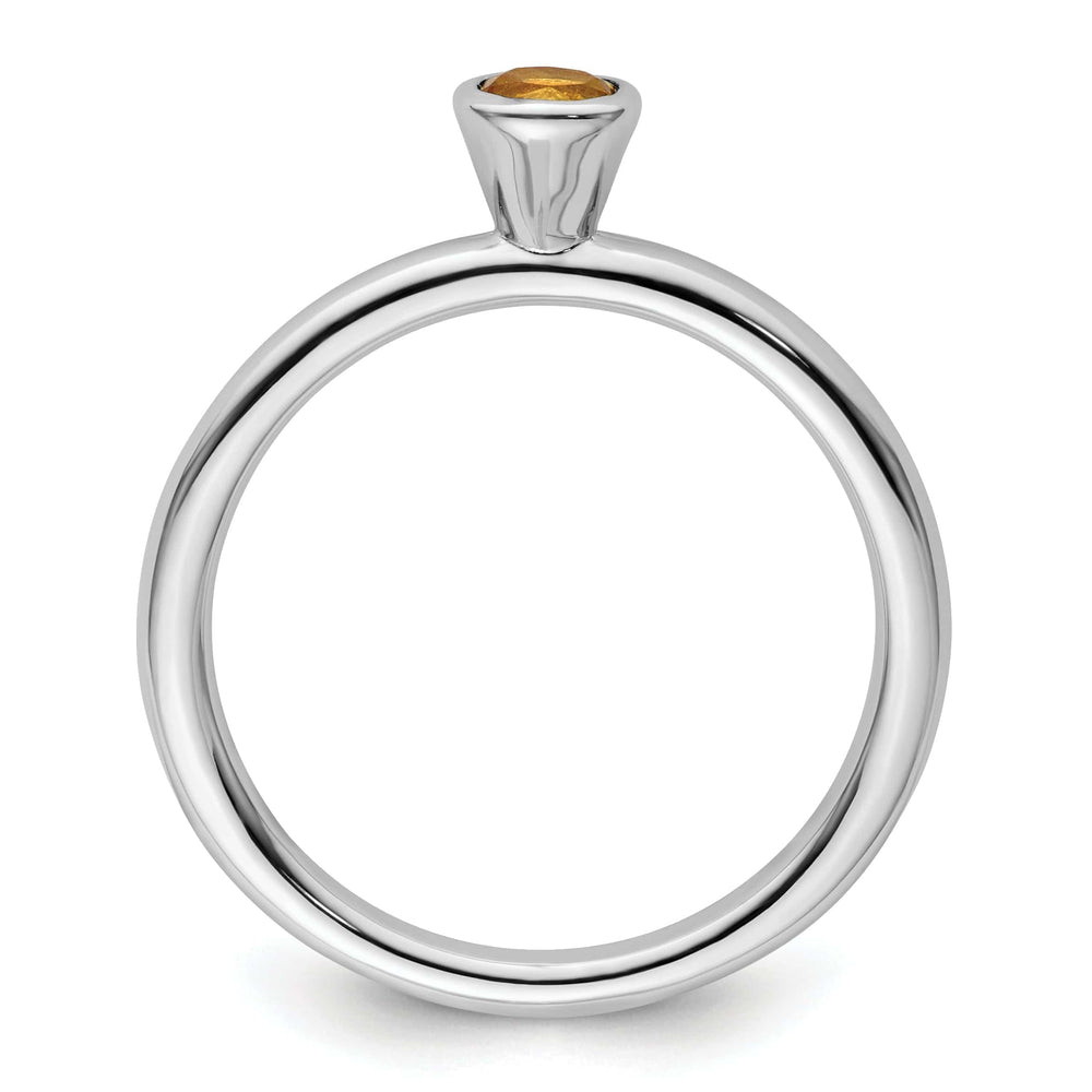 Stackable Expressions Ring Sterling Silver High 4MM Round Citrine Ring