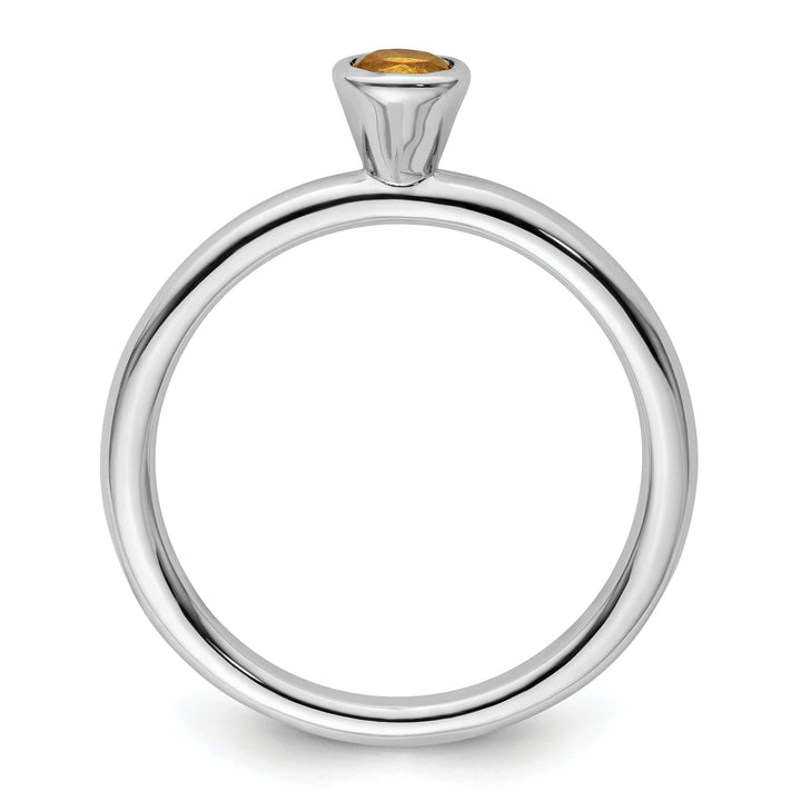 Stackable Expressions Ring Sterling Silver High 4MM Round Citrine Ring