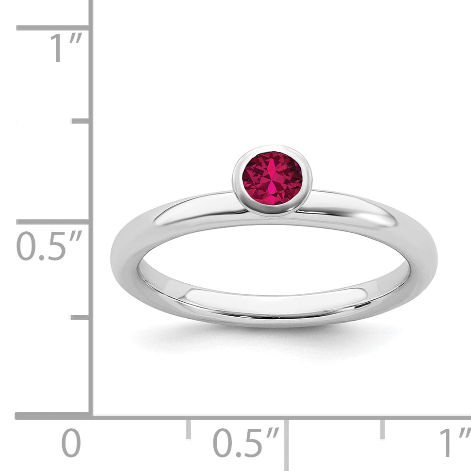 Stackable Expressions Ring Sterling Silver High 4MM Round Created Ruby Ring