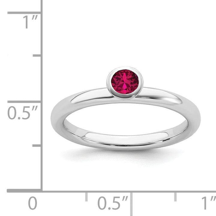 Stackable Expressions Ring Sterling Silver High 4MM Round Created Ruby Ring