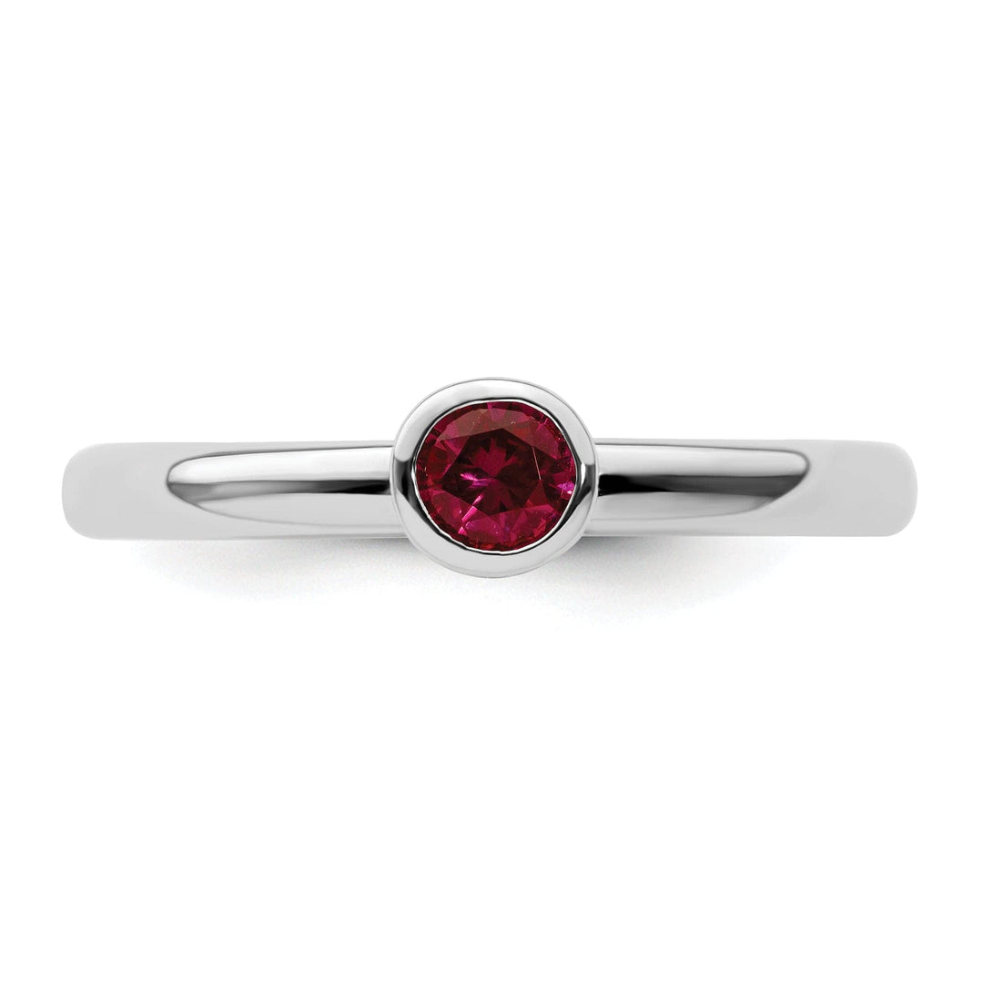 Stackable Expressions Ring Sterling Silver High 4MM Round Created Ruby Ring