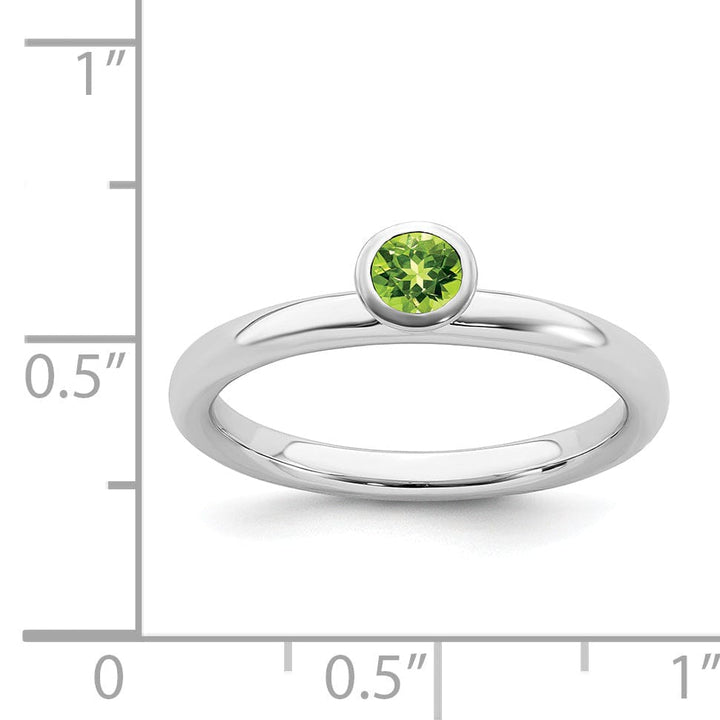 Stackable Expressions Ring Sterling Silver High 4MM Round Peridot Ring