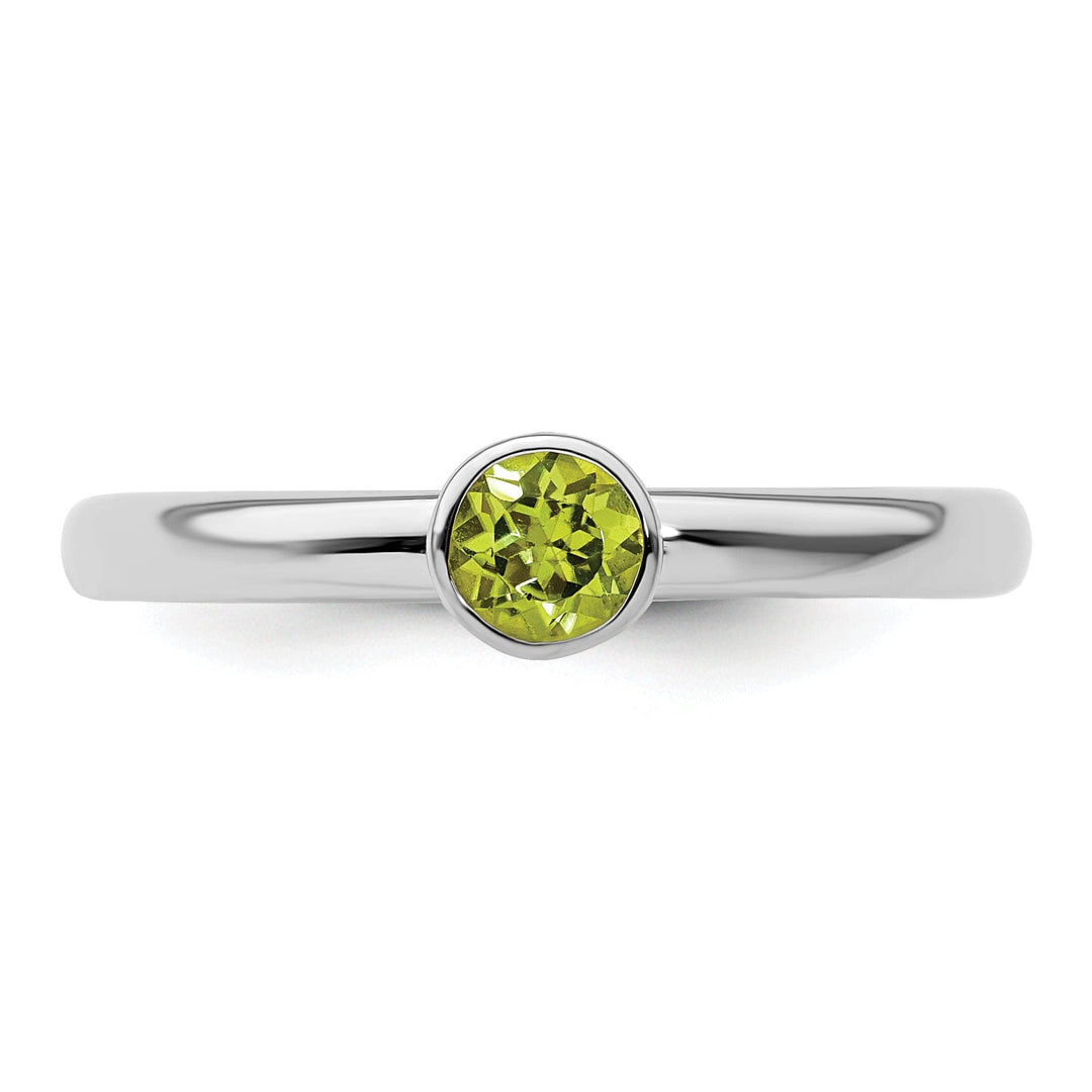 Stackable Expressions Ring Sterling Silver High 4MM Round Peridot Ring