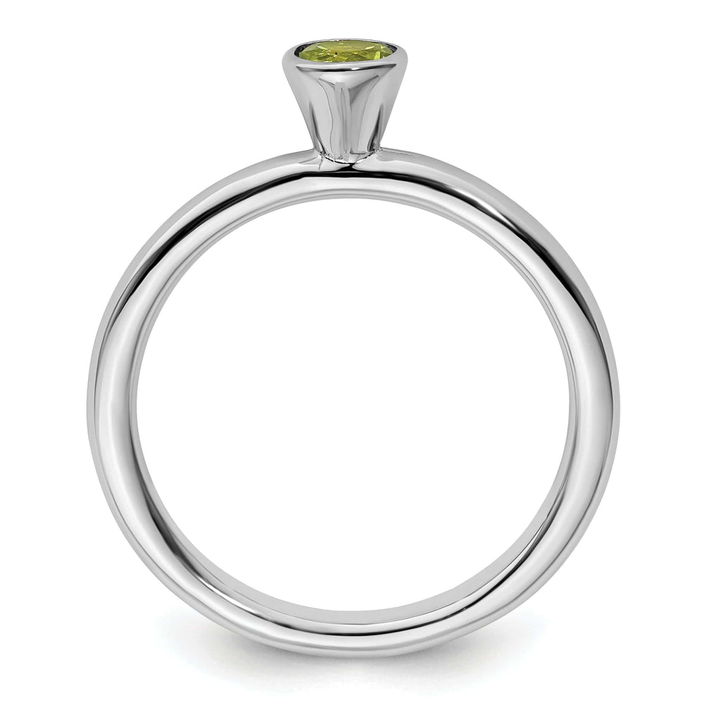 Stackable Expressions Ring Sterling Silver High 4MM Round Peridot Ring