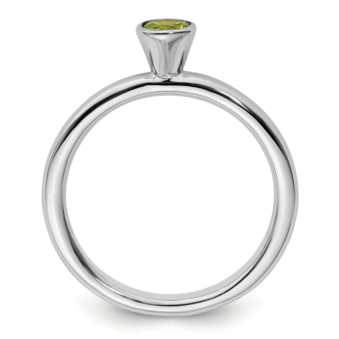 Stackable Expressions Ring Sterling Silver High 4MM Round Peridot Ring