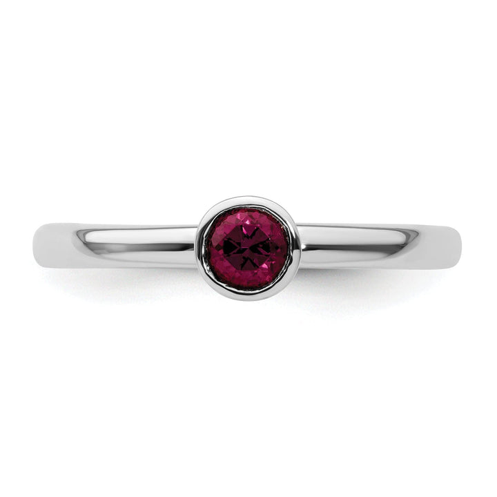 Stackable Expressions Ring Sterling Silver High Round Rhodolite Garnet Ring