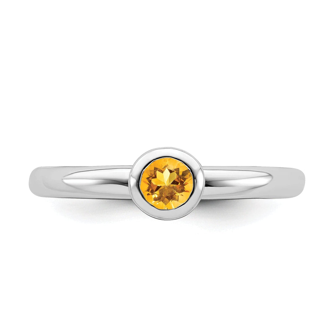 Stackable Expressions Ring Sterling Silver Low 4MM Round Citrine Ring