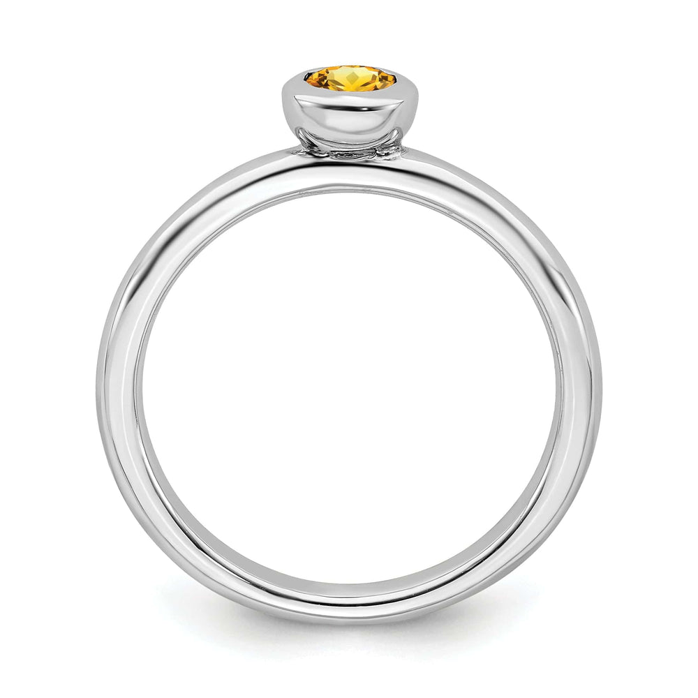 Stackable Expressions Ring Sterling Silver Low 4MM Round Citrine Ring