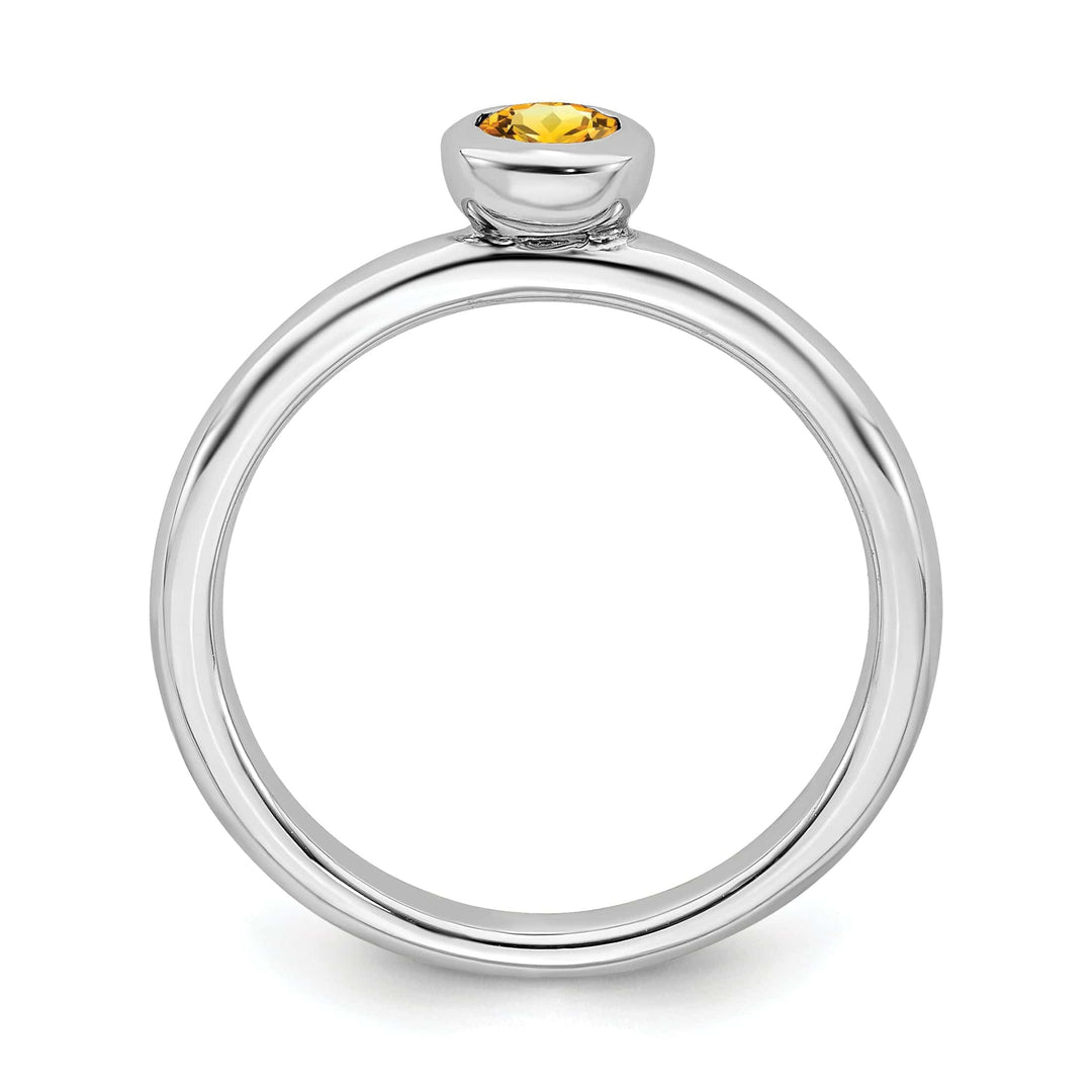 Stackable Expressions Ring Sterling Silver Low 4MM Round Citrine Ring