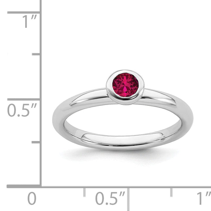 Stackable Expressions Ring Sterling Silver Low 4MM Round Created Ruby Ring