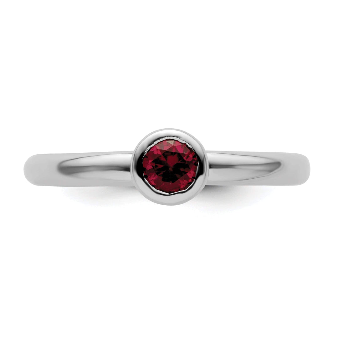 Stackable Expressions Ring Sterling Silver Low 4MM Round Created Ruby Ring