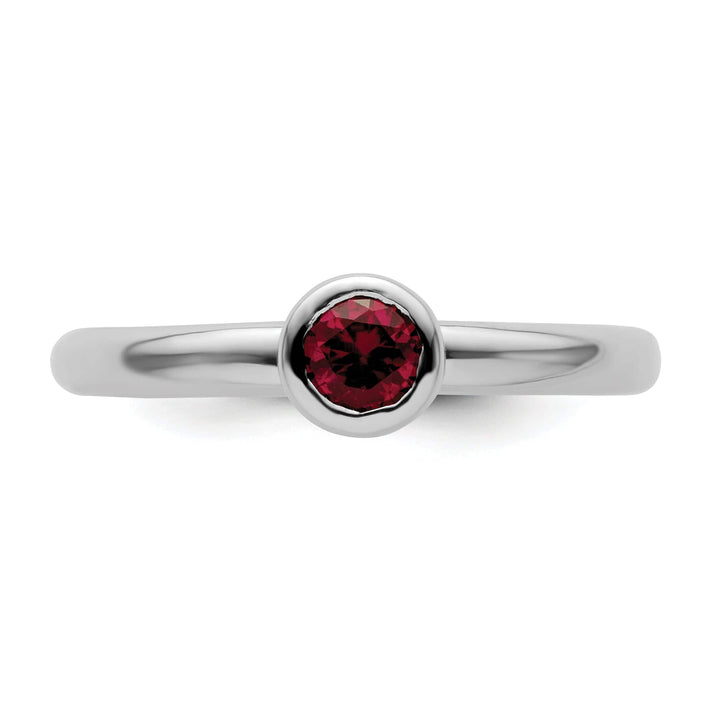 Stackable Expressions Ring Sterling Silver Low 4MM Round Created Ruby Ring
