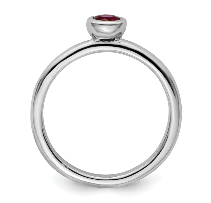 Stackable Expressions Ring Sterling Silver Low 4MM Round Created Ruby Ring