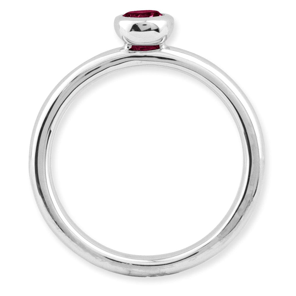 Stackable Expressions Ring Sterling Silver Low 4MM Round Created Ruby Ring