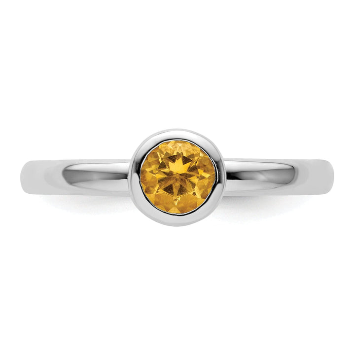 Stackable Expressions Ring Sterling Silver Low 5MM Round Citrine Ring