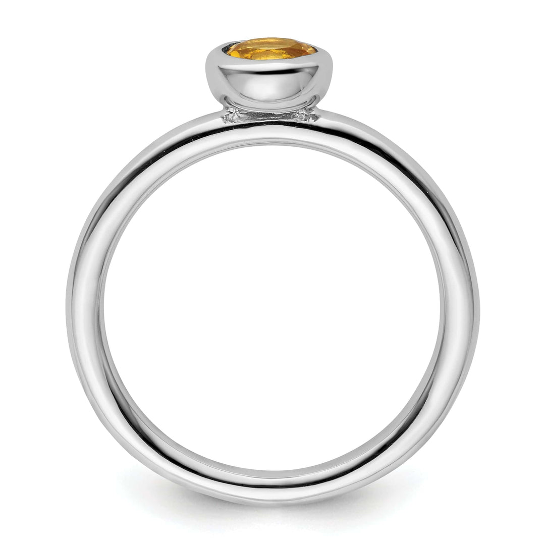 Stackable Expressions Ring Sterling Silver Low 5MM Round Citrine Ring