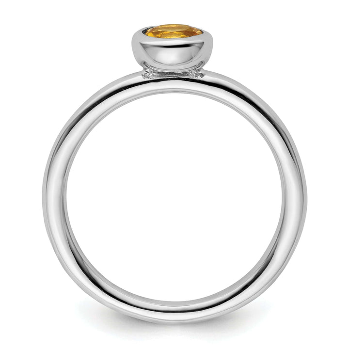Stackable Expressions Ring Sterling Silver Low 5MM Round Citrine Ring